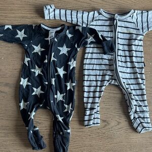 Bonds Wondersuit Bundle Black and Gray Star Stripe Footies
